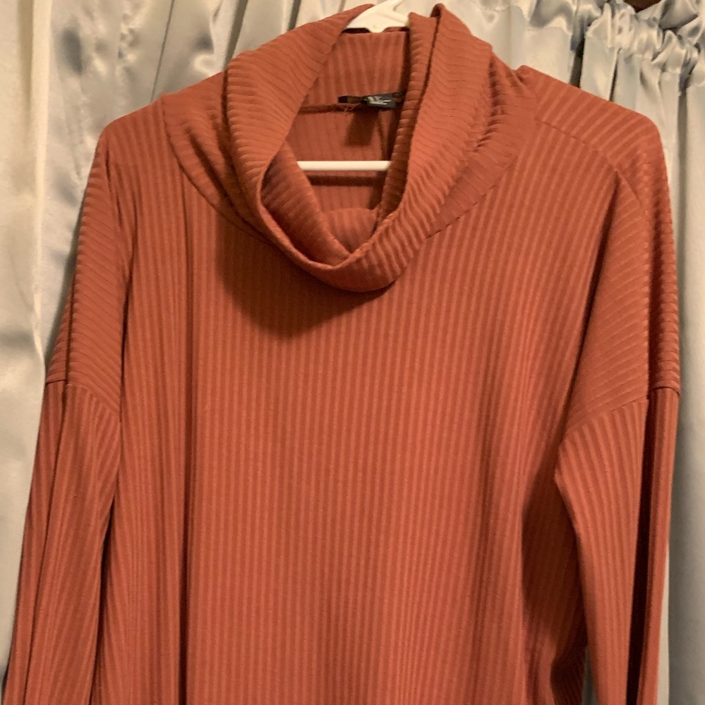 Ribbed Cowl Neck Blouse